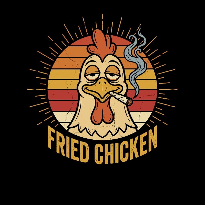 Coucher de soleil au poulet frit rétro