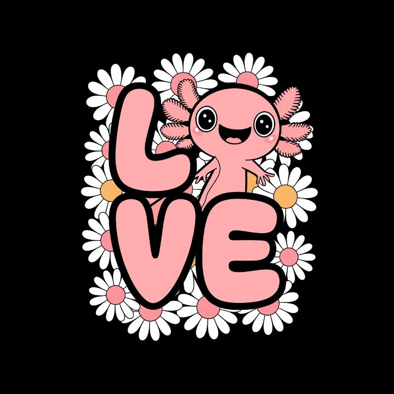 Liebe Daisy Bloom Kawaii Axolotl