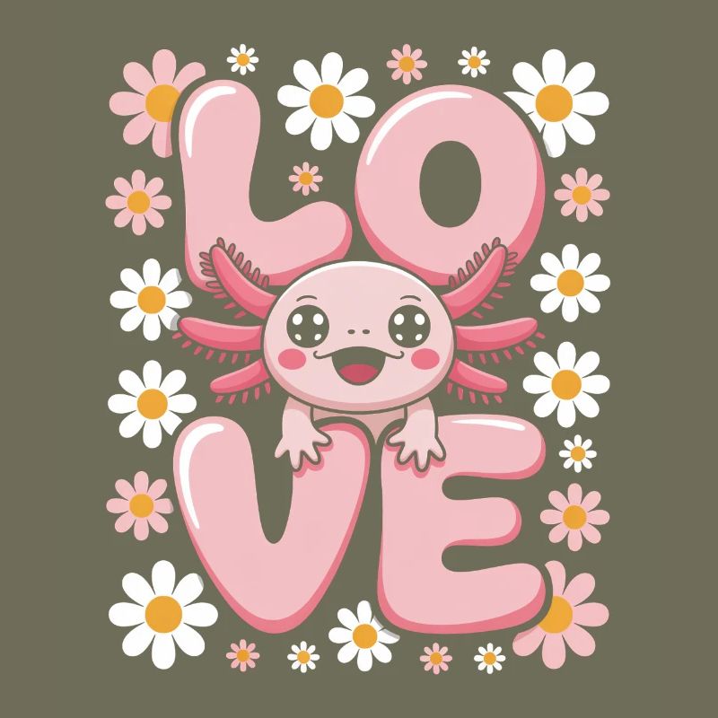 Liebe Daisy Bloom Kawaii Axolotl