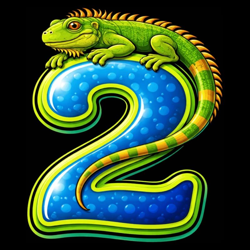 Gecko-2 Lebendige Comic-Zahl