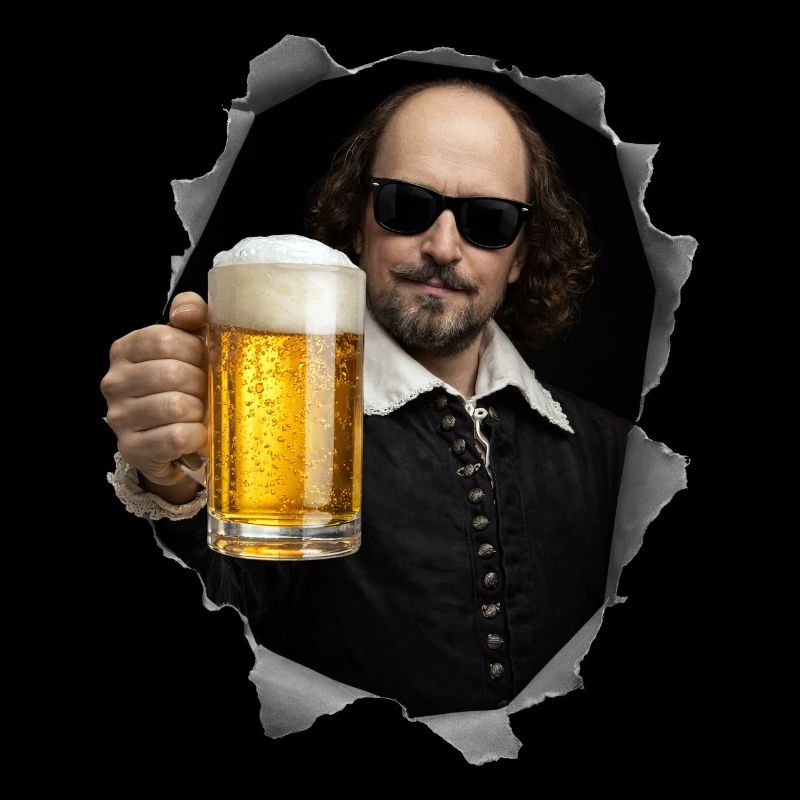 William-Shakespeare avec de la bière