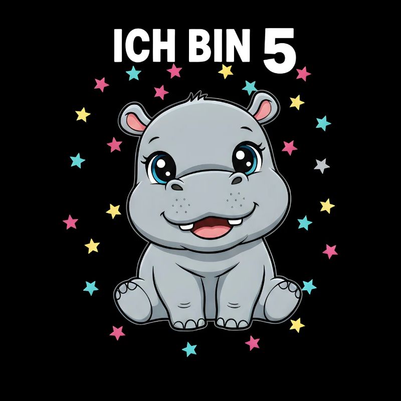 Ich bin 5 - Süßes Nilpferd zum 5. Geburtstag