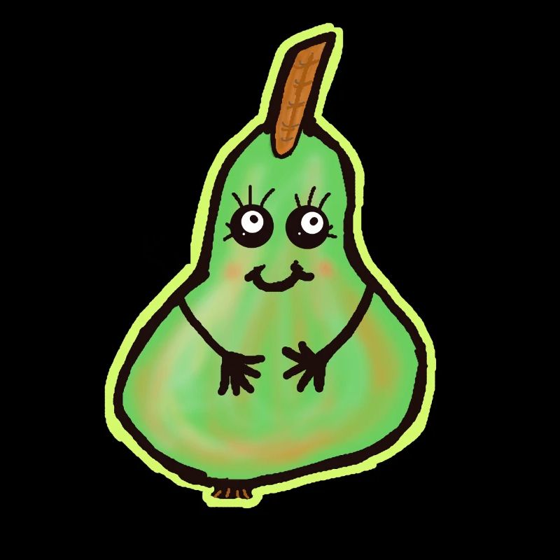 Kawaii pear with friendly face
