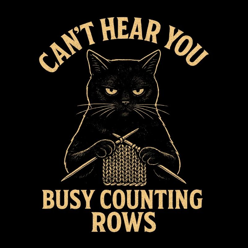 Counting Rows | Cat Knitting Humor