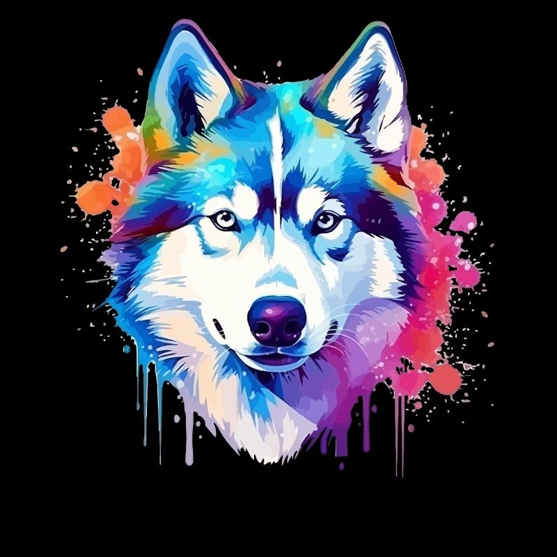 Colorful Husky Dog Splash Art