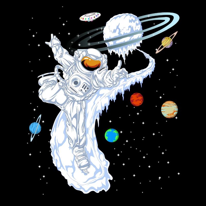 Astronauten-Skiplaneten-Shirt