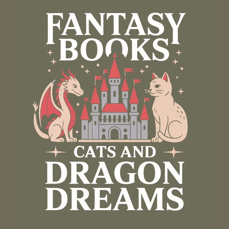 Cat Fantasy Dragon Book Reader Funny Novel