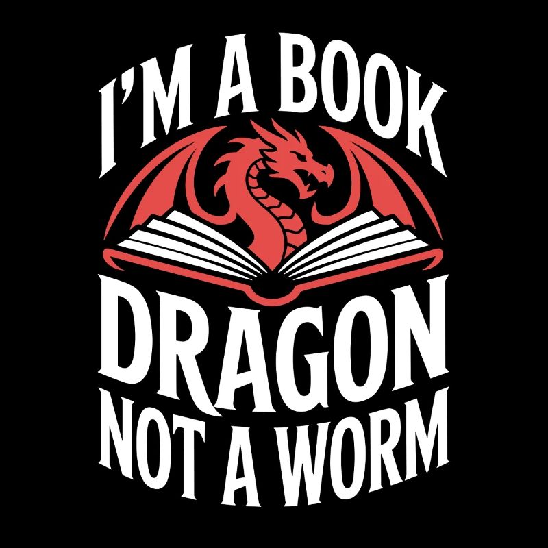Drachen Buchwurm Geschenk Bücher Lesen Fantasy
