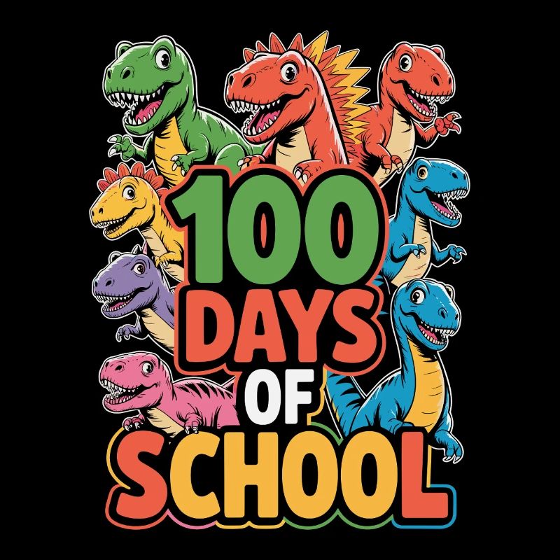 100 Tage Schule Dinos bunt