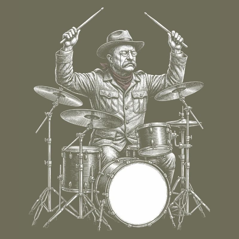 Theodore Roosevelt plays drums
