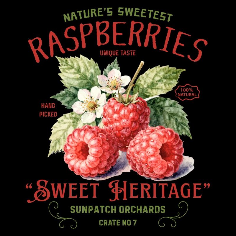 Étiquette Vintage Orchard Raspberry Heritage