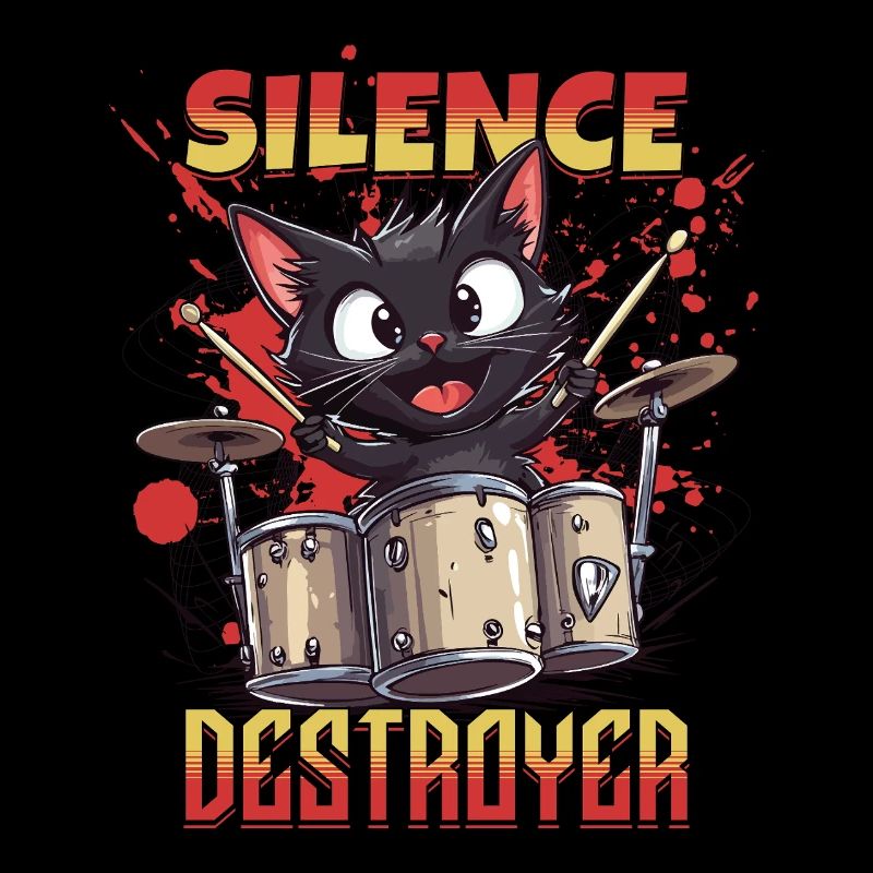 Drums Drums Silence Destroyer Cat Funny