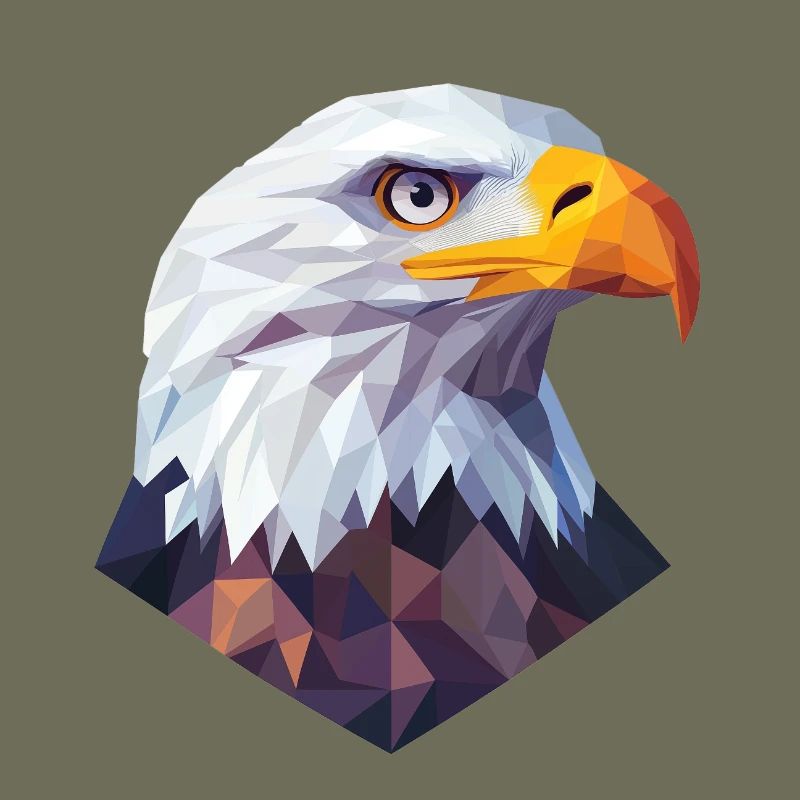 Conception du logo Low Poly de la tête d’aigle