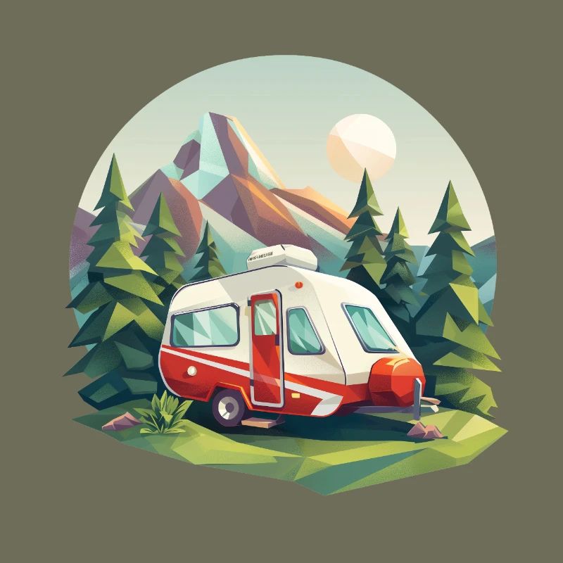 Camping à l’ancienne – Moderne dans un look low poly