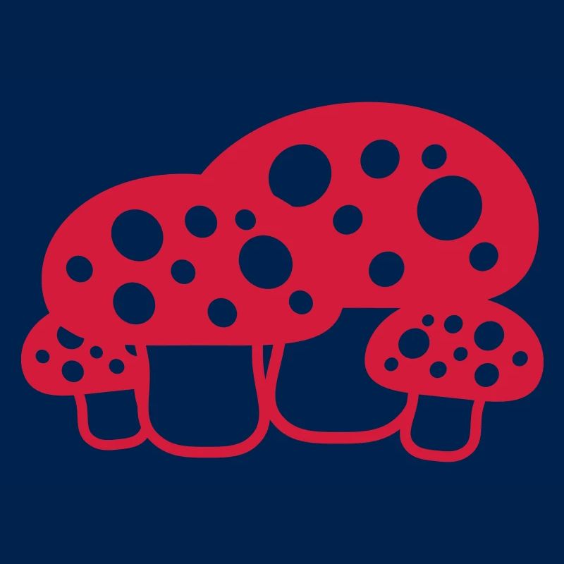 Many Mushrooms Red Dots Pattern Toadstool Fungus