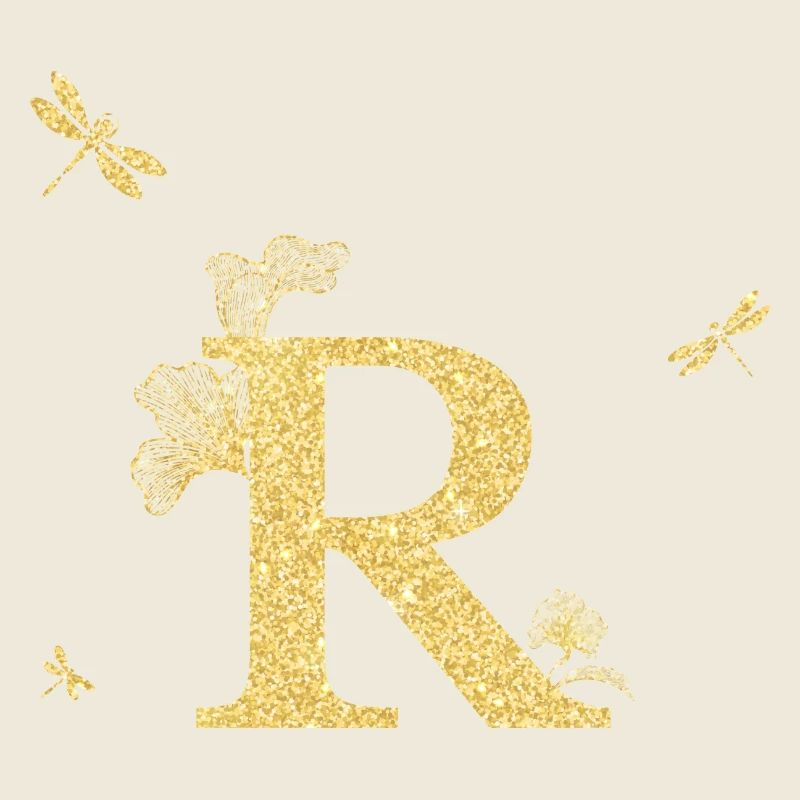 Letter r Golden Glitter Dragonfly - Gift Idea