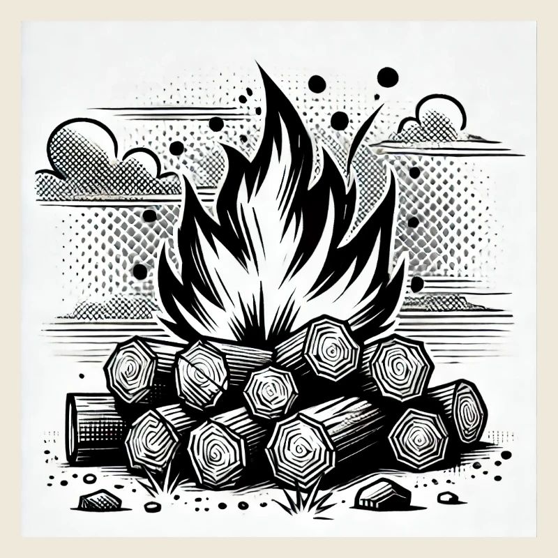 Campfire in comic book style: warmth & atmosphere
