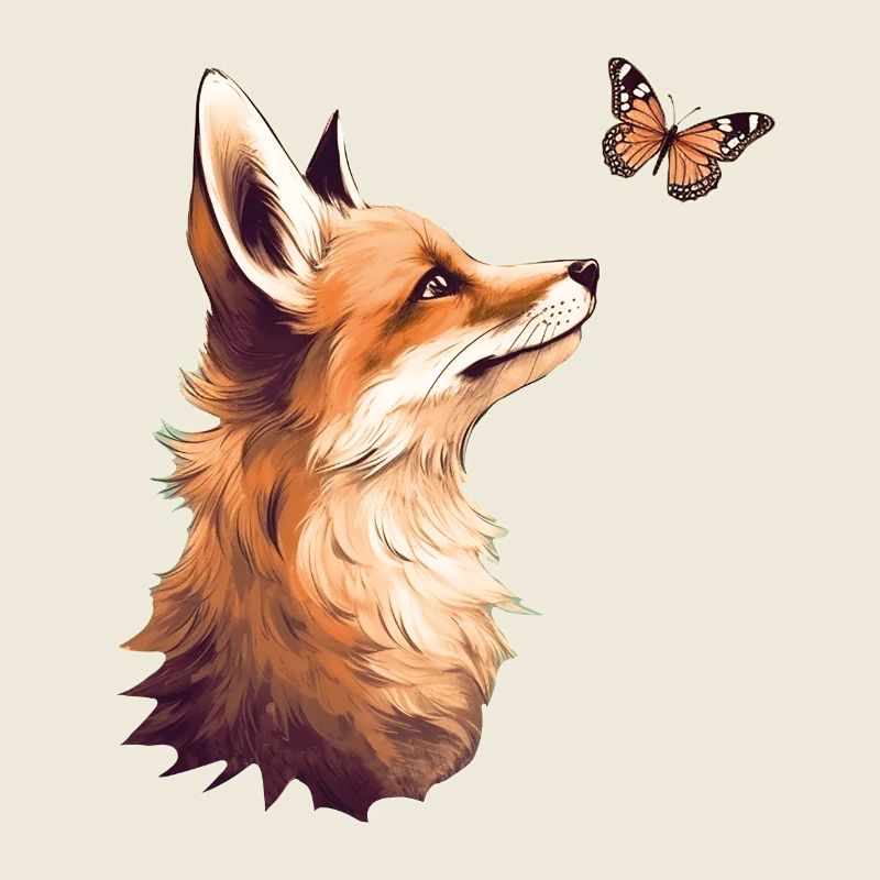 Fox with butterfly