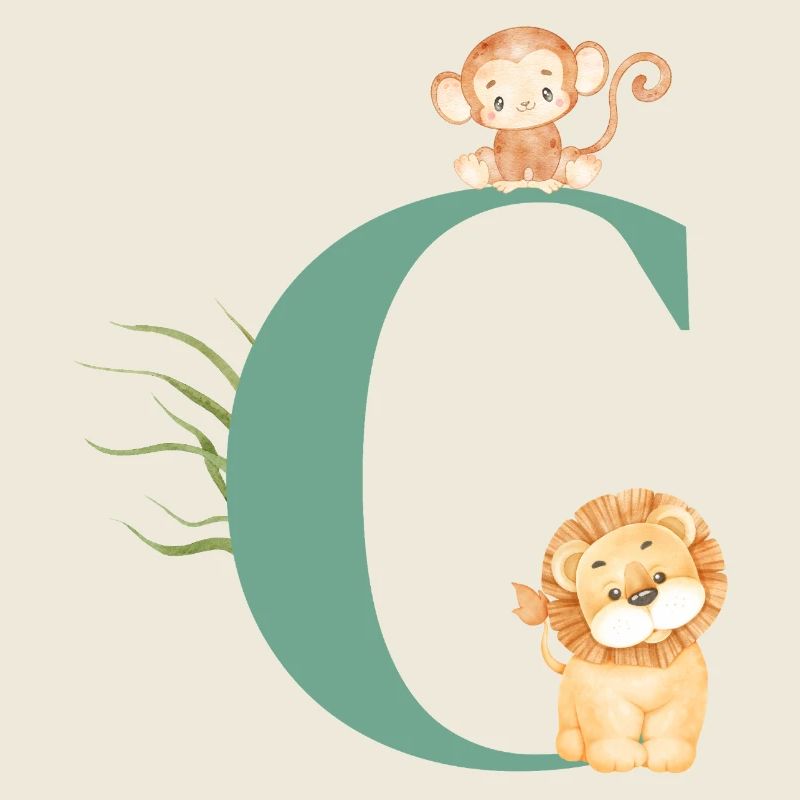 Letter c green jungle animals