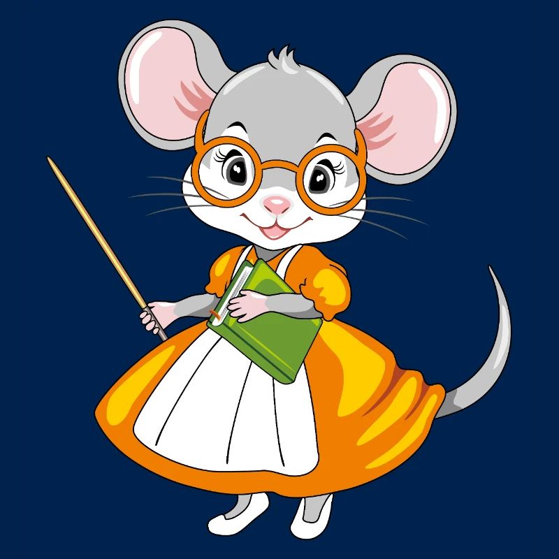 Smart mouse teacher with a pointer and a book