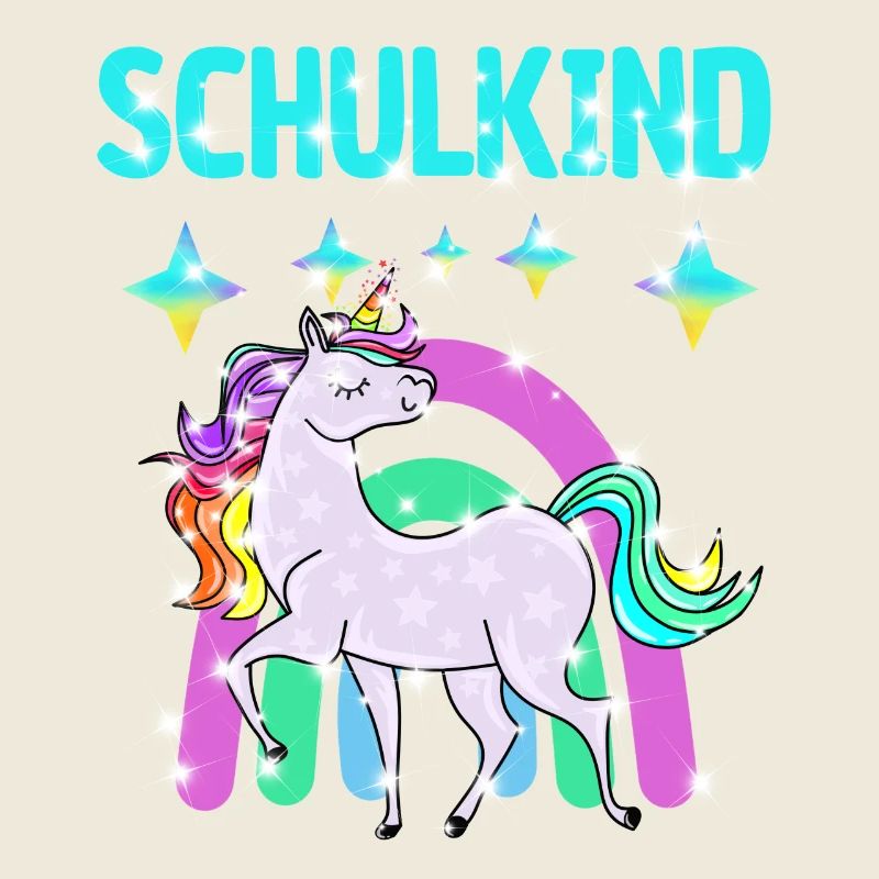 Schulkind Glitzer Einhorn mit Regenbogen
