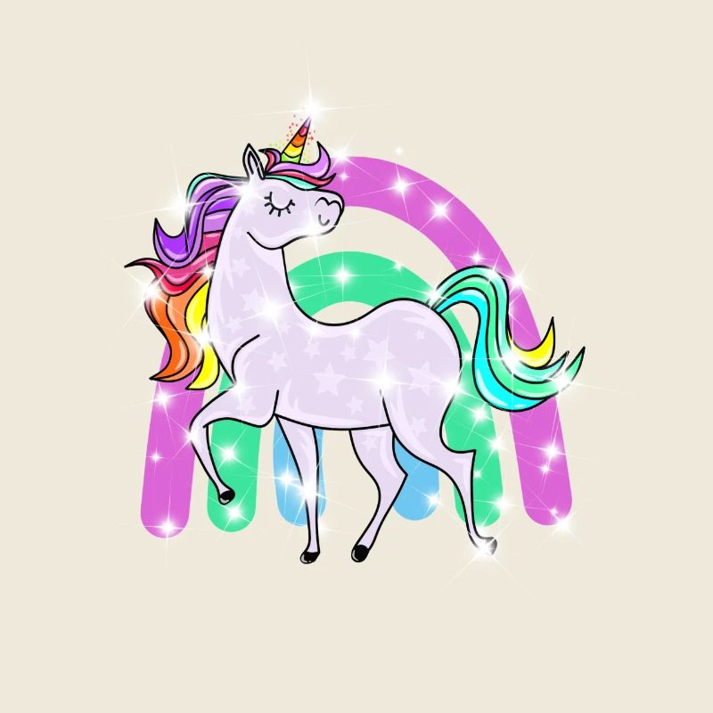 sparkling unicorn with rainbow