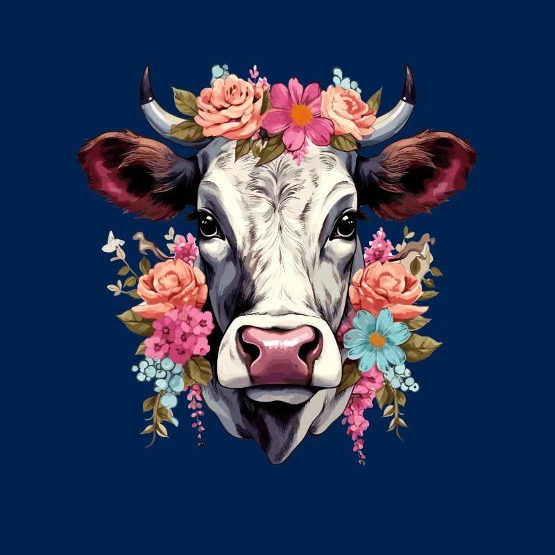 Vache avec des fleurs