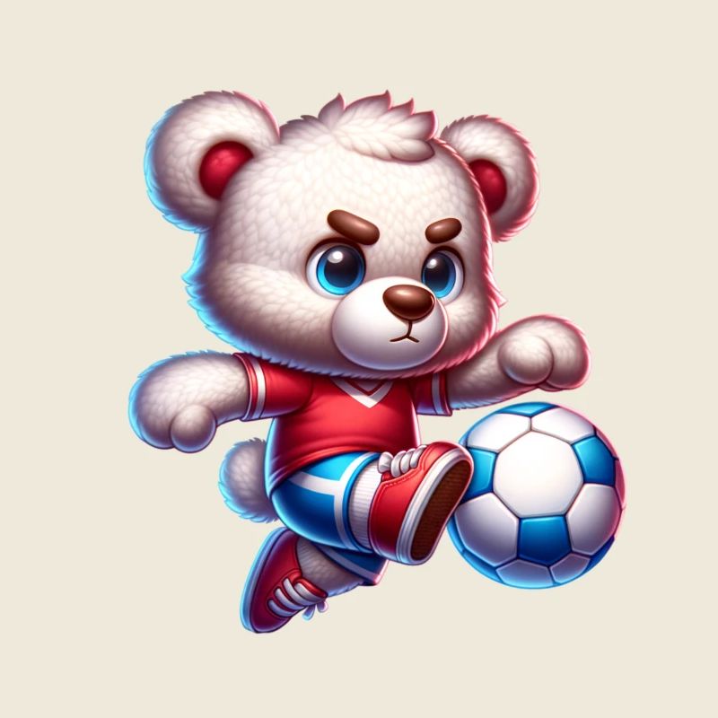 Süßer Teddybär spielt Fußball Comic Figur Kinder
