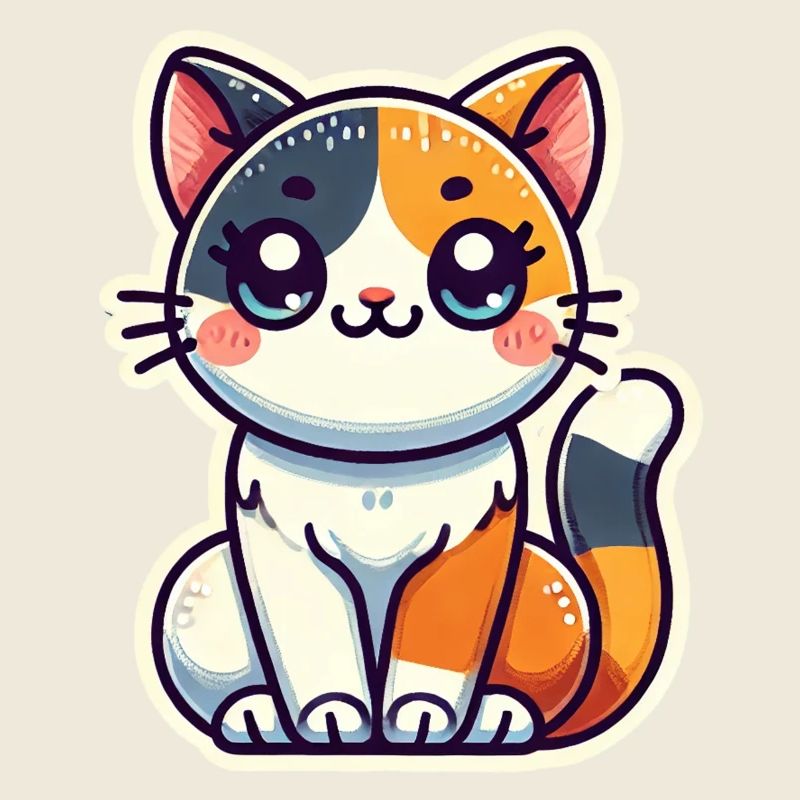 Mignon chat tricolore est bien assis Style patch
