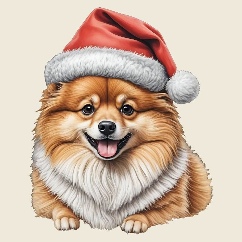 Chiot poméranien de Noël