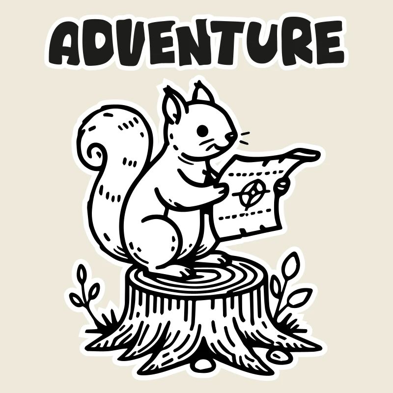 Écureuil tenant une carte - Design « Aventure »