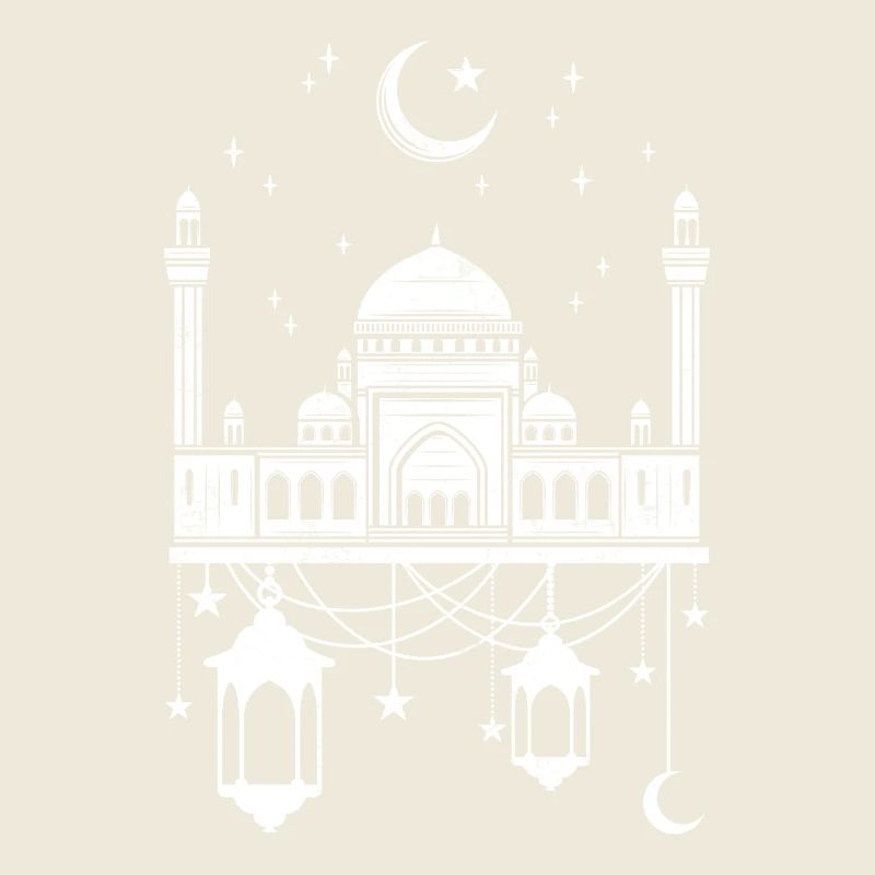 Mosque with crescent moon