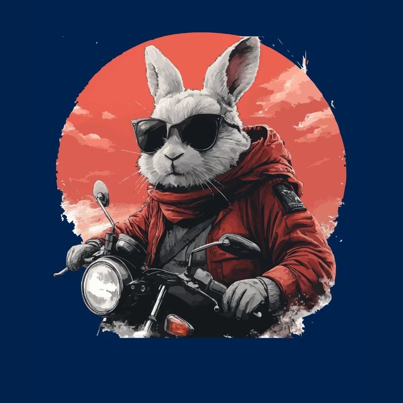 Funny bunny, Easter bunny on motorcycle