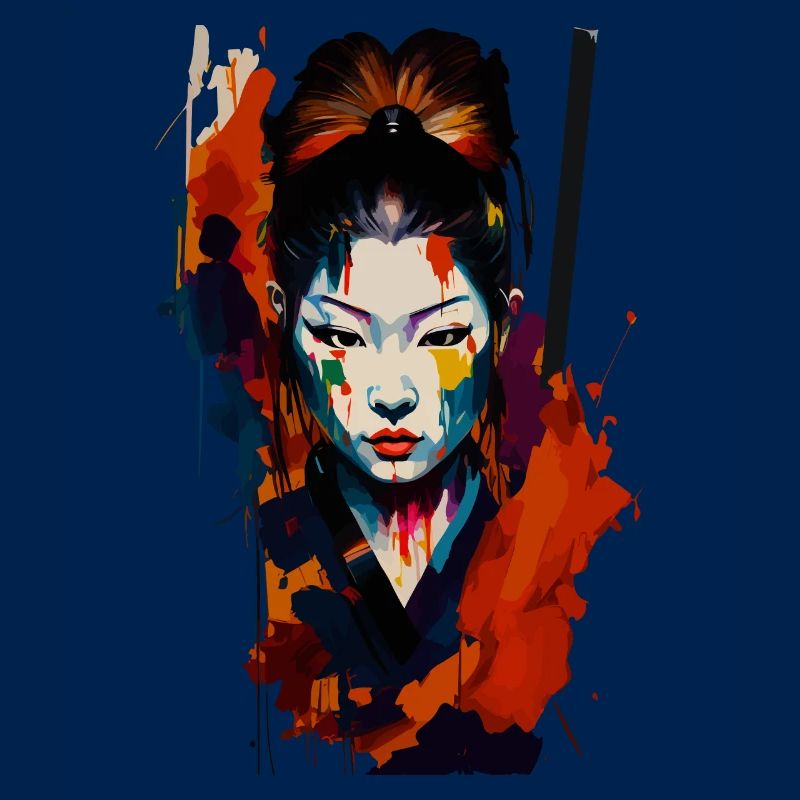 Samurai Kriegerin – Auffällige Spritzer Kunst