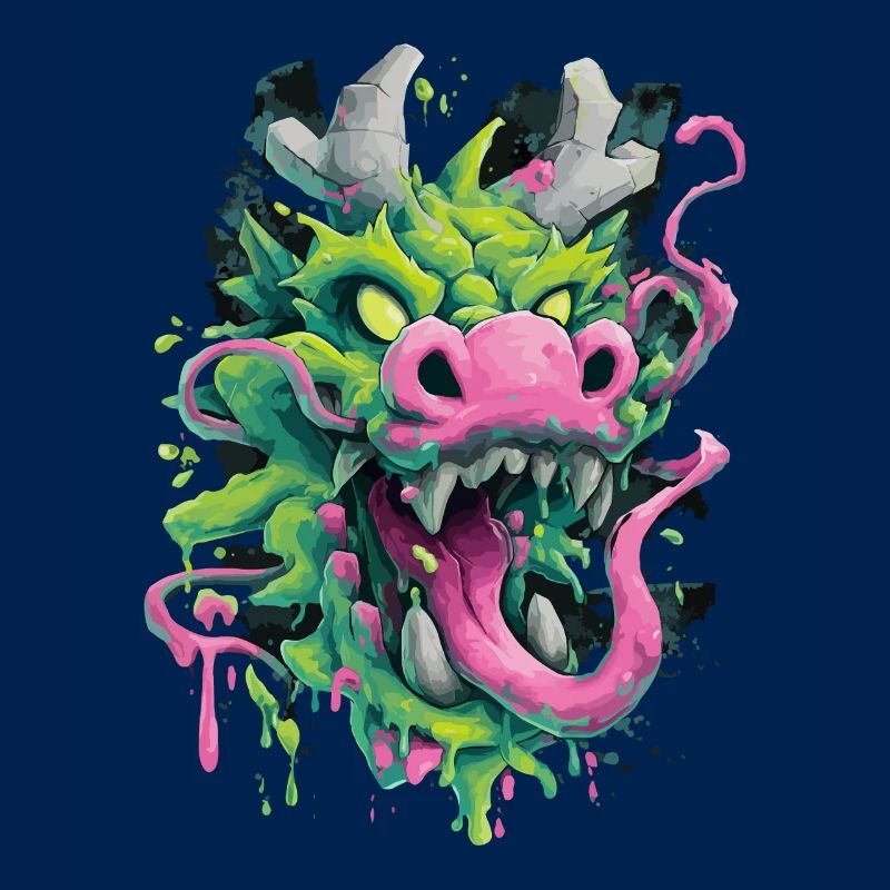 Psychedelischer Drachenkopf Japan Street Art Stil