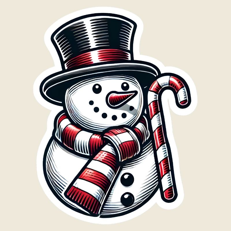 Schneemann mit Zuckerstange