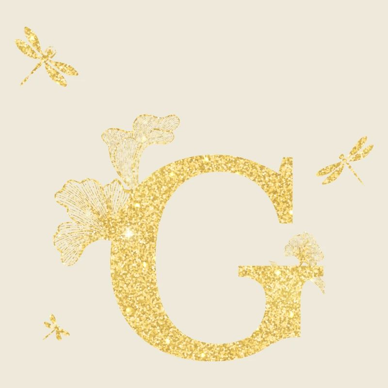 Buchstabe g goldene Glitzerlibelle - Geschenkidee