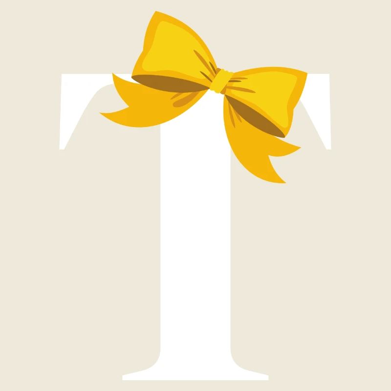 Letter t yellow bow