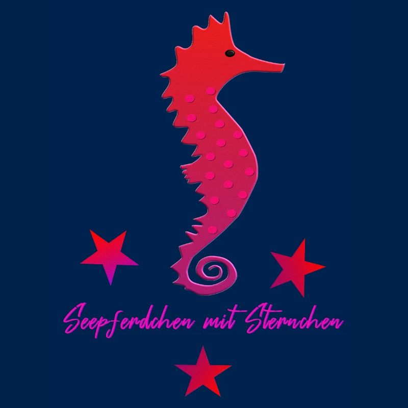 rotes Seepferdchen mit Sternchen pink