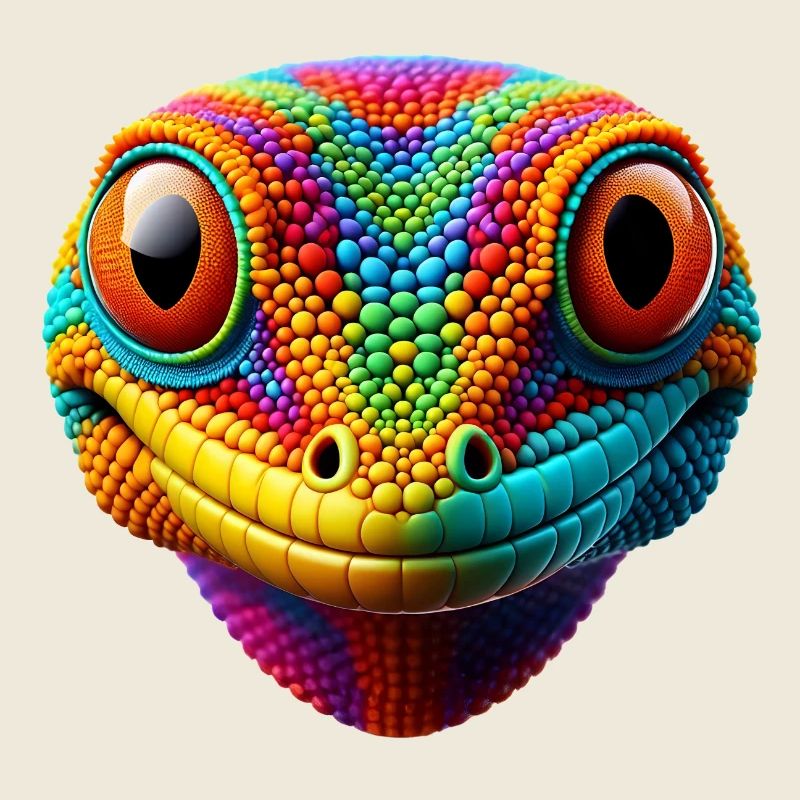 Tête de gecko colorée 1