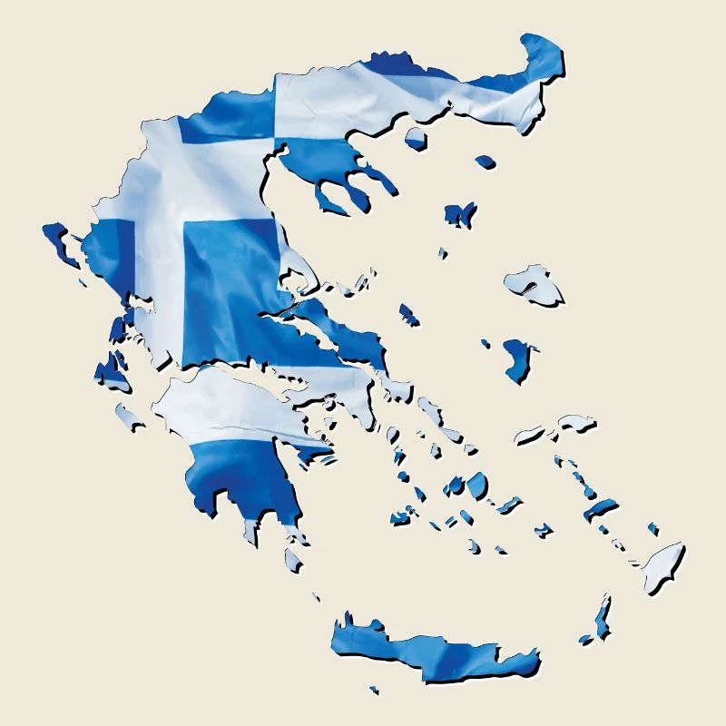 Greece flag in the Greece map