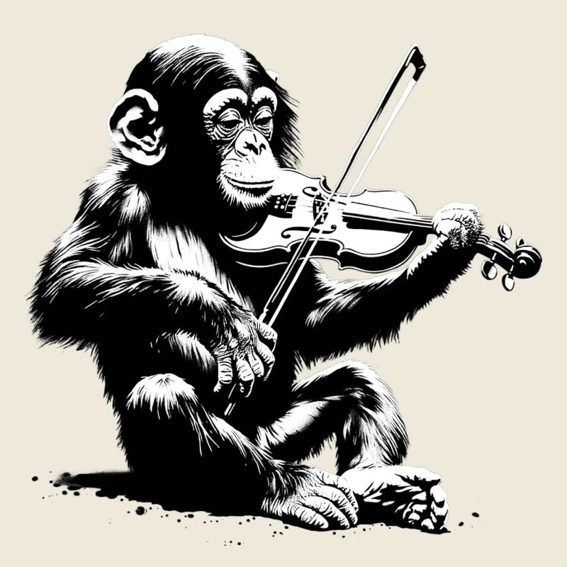 Violon dans Monkey Orchestra StreetArt Banksy Style