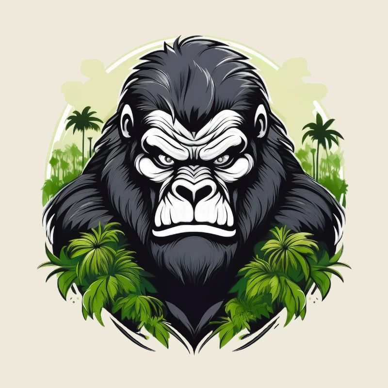 Wild angry gorilla combative motivational sport