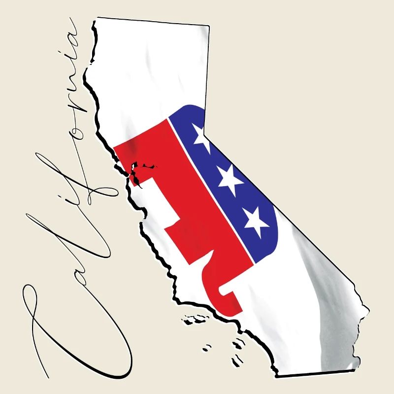 Republican Flag in California State Map CA