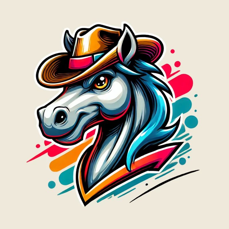 Cheval d’équitation western avec chapeau de cow-boy
