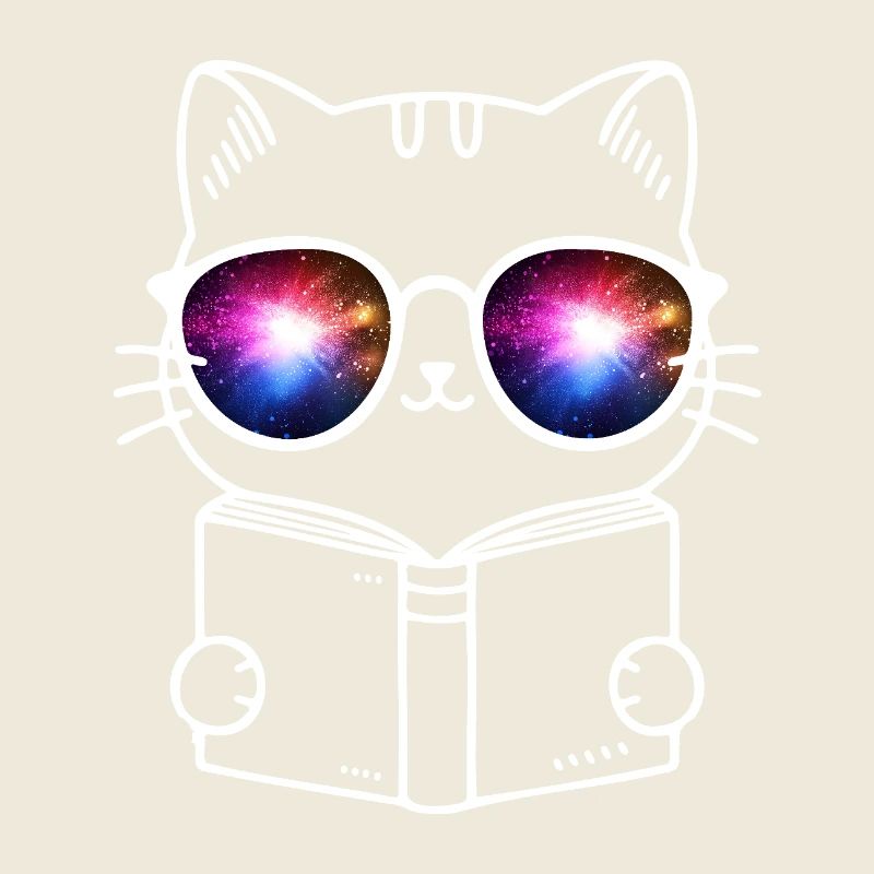 Weiße Nerd Katze mit bunten Augen