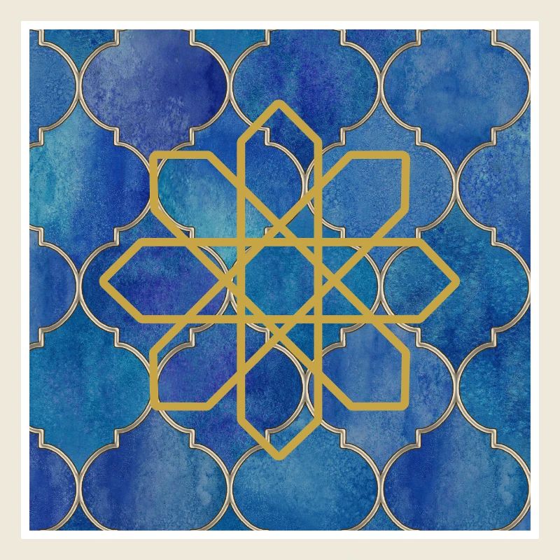 Golden Islamic Geometry on Blue