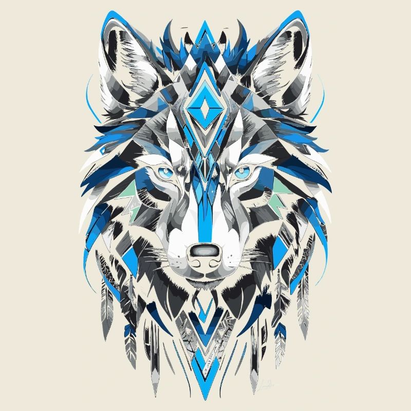 Blauer geometrischer Wolf