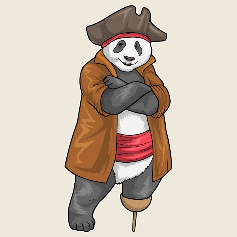 Panda Pirate Jambe en Bois