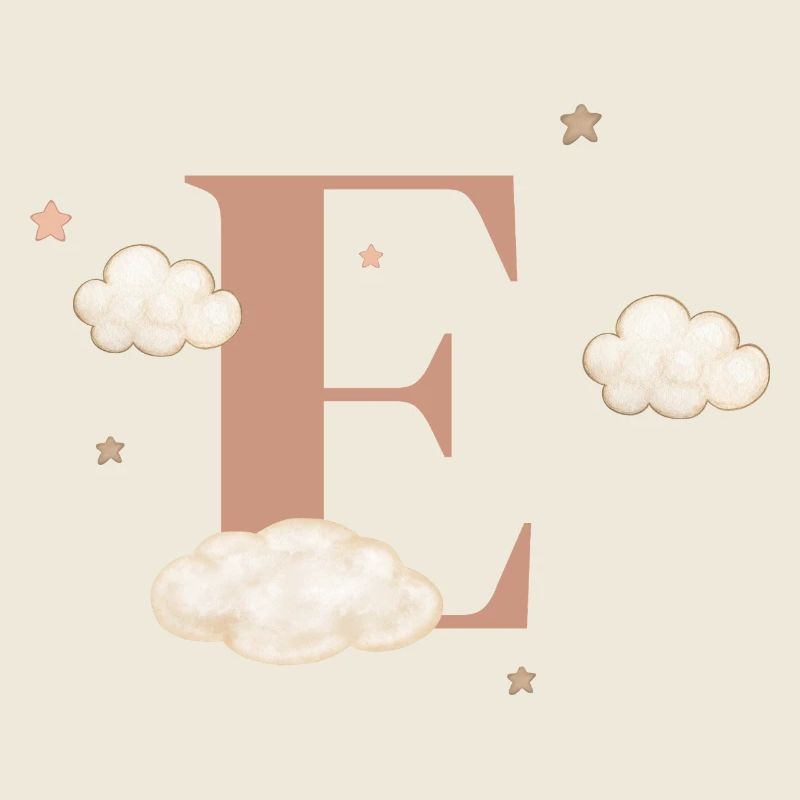 Letter e clouds stars